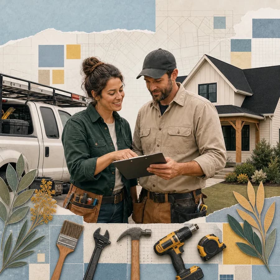 Two contractors planning upcoming home-service work